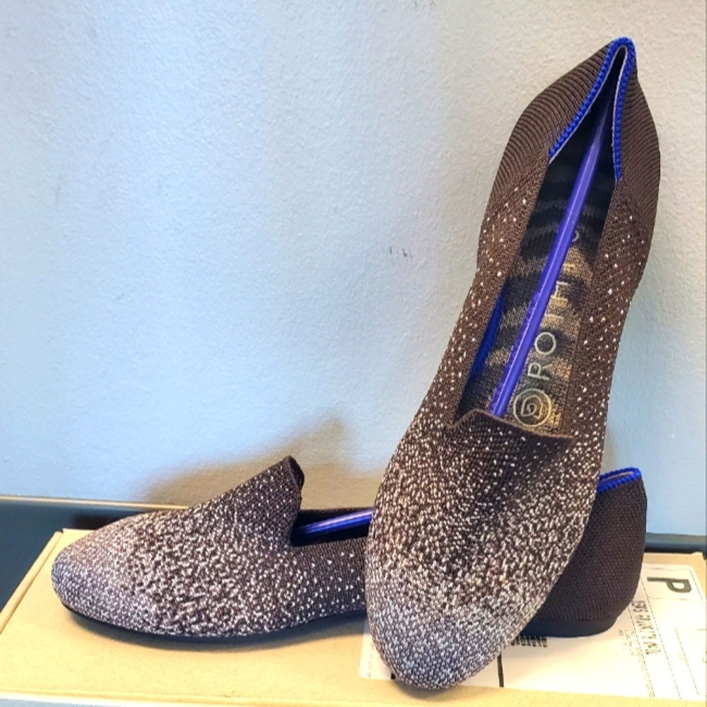 NEW Rothy's Twilight Metallic Gray Loafer, Sz 6.5